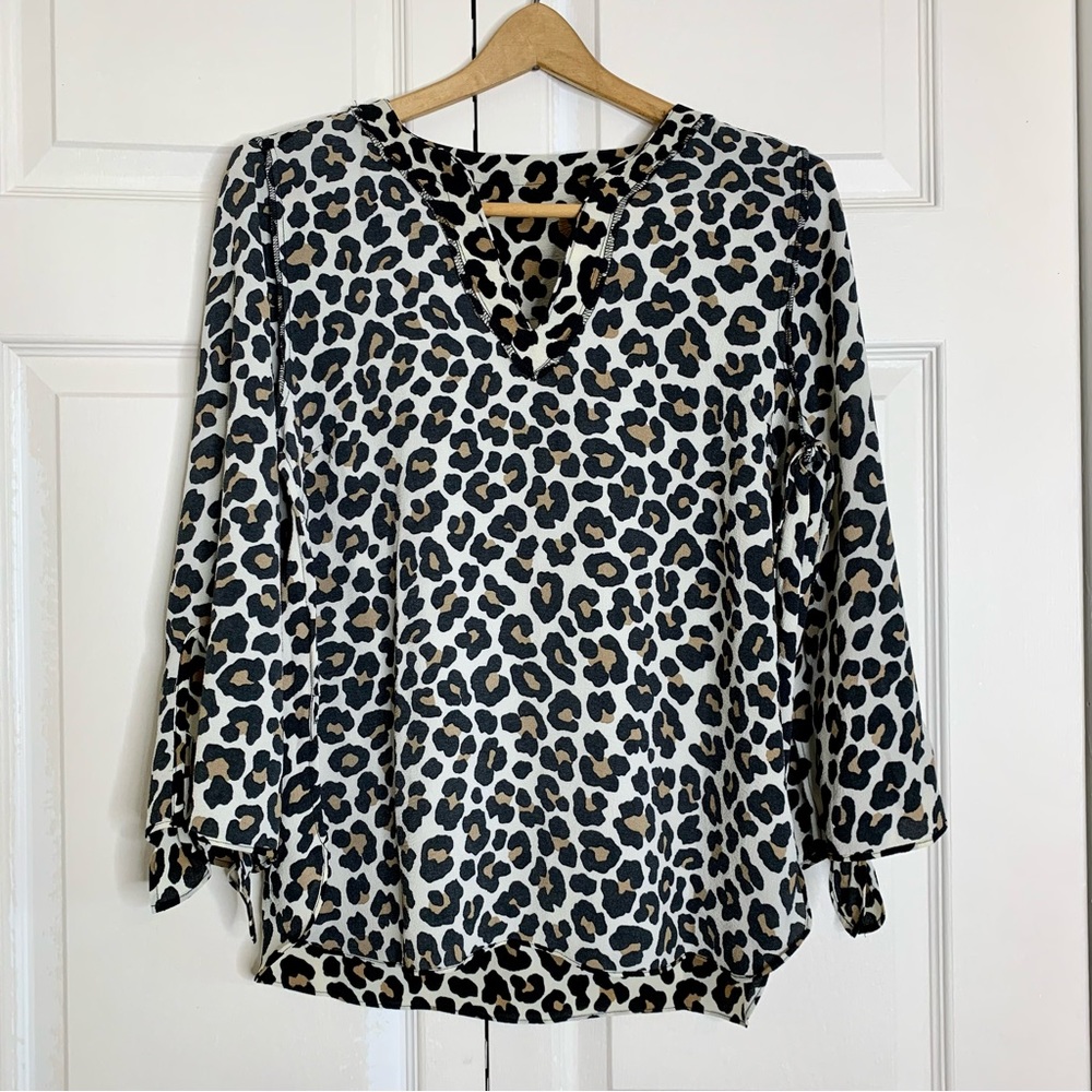 Michael Kors Leopard Print Blouse / Tunic, Sz M, Animal Print Trendy Fall Autumn - Picture 9 of 12